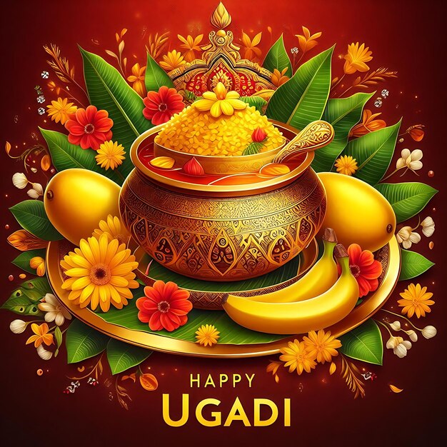 ugadi celebration realistic background illustration design 1266045 7241