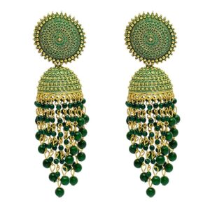 Antique Gold Meenakari Jhumkas