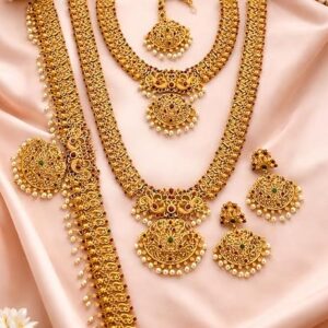 Matte Gold Jali Bridal Set