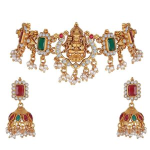 Stylish Pearl Temple Choker Set